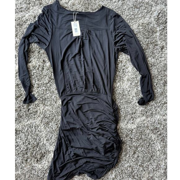 Ramy Brook NWT Ashton Ruched Black Bodycon Mini Dress Cocktail Party Small / 6 - Picture 7 of 13